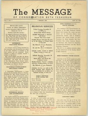 Primary view of object titled 'The Message, Volume 1, Number 1, November 1946'.
