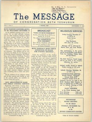 Primary view of object titled 'The Message, Volume 1, Number 5, December 1946'.