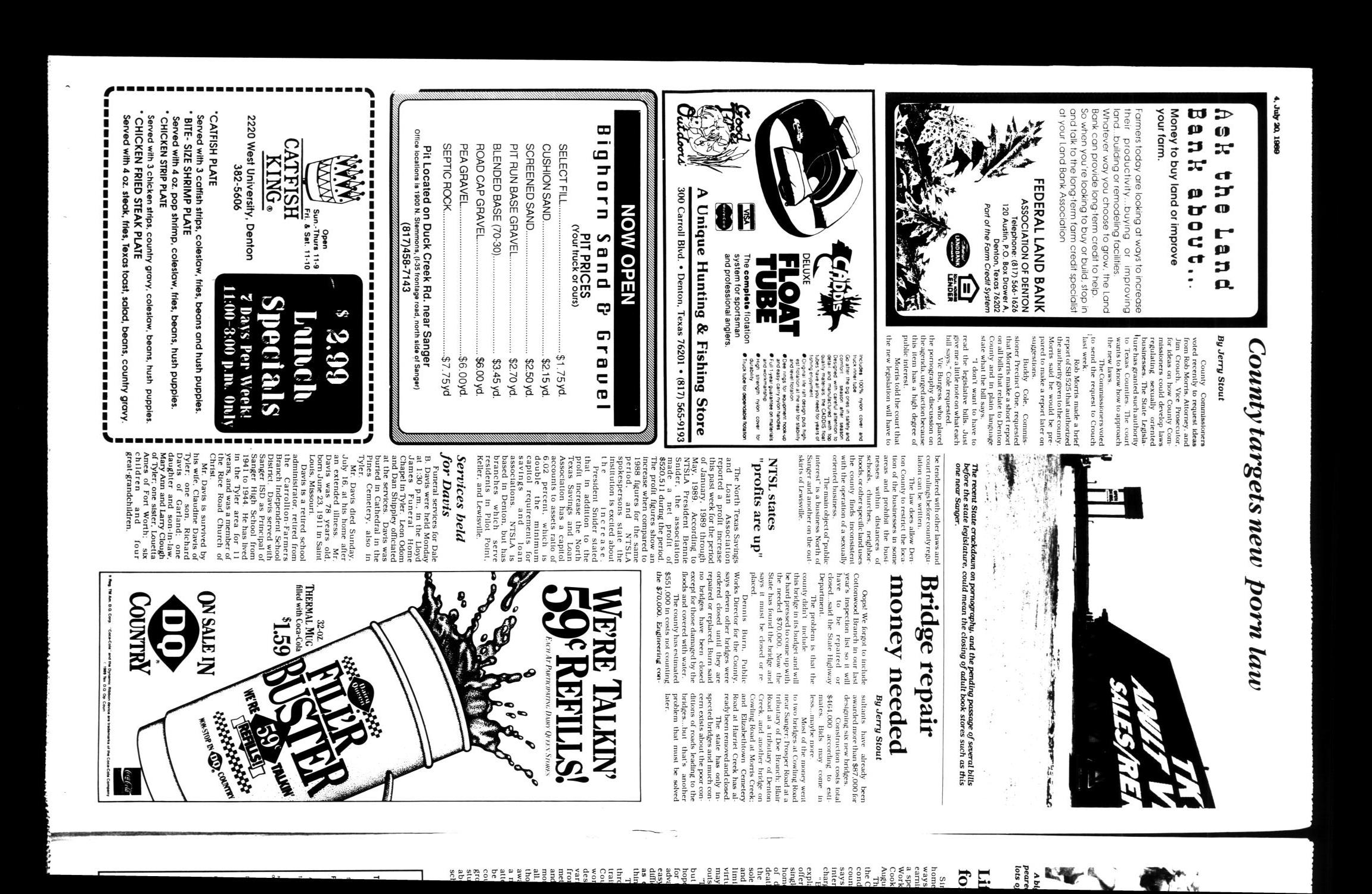 Sanger Courier (Sanger, Tex.), Vol. 90, No. 26, Ed. 1 Thursday, July 20, 1989
                                                
                                                    [Sequence #]: 4 of 12
                                                