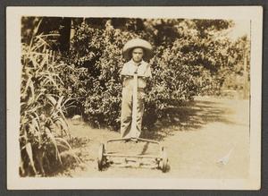 Primary view of object titled '[Young Bow with Push Mower]'.