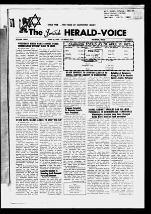 Primary view of object titled 'The Jewish Herald-Voice (Houston, Tex.), Vol. 69, No. 3, Ed. 1 Thursday, April 19, 1973'.