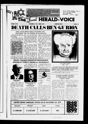 Primary view of object titled 'The Jewish Herald-Voice (Houston, Tex.), Vol. 69, No. 36, Ed. 1 Thursday, December 6, 1973'.