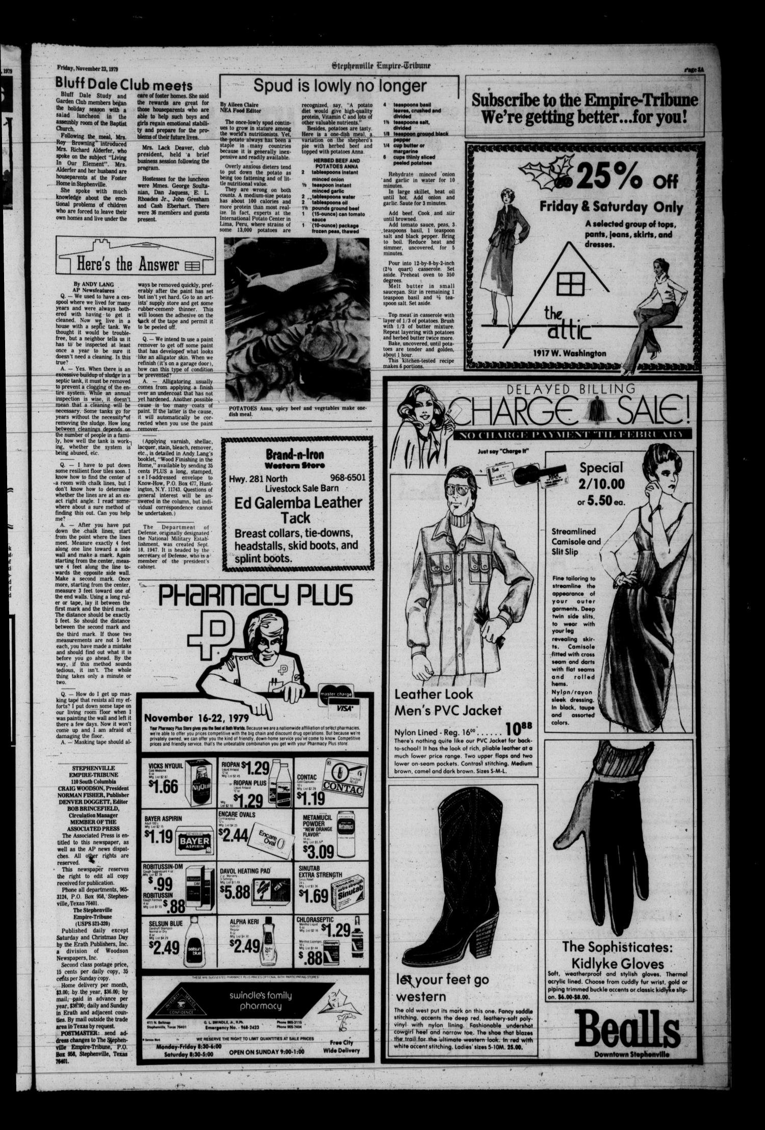 Stephenville Empire-Tribune (Stephenville, Tex.), Vol. 111, No. 86, Ed. 1 Friday, November 23, 1979
                                                
                                                    [Sequence #]: 3 of 12
                                                