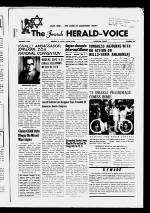 Primary view of object titled 'The Jewish Herald-Voice (Houston, Tex.), Vol. 68, No. 20, Ed. 1 Thursday, August 16, 1973'.