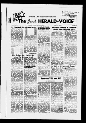 The Jewish Herald-Voice (Houston, Tex.), Vol. 68, No. 45, Ed. 1 Thursday, February 1, 1973