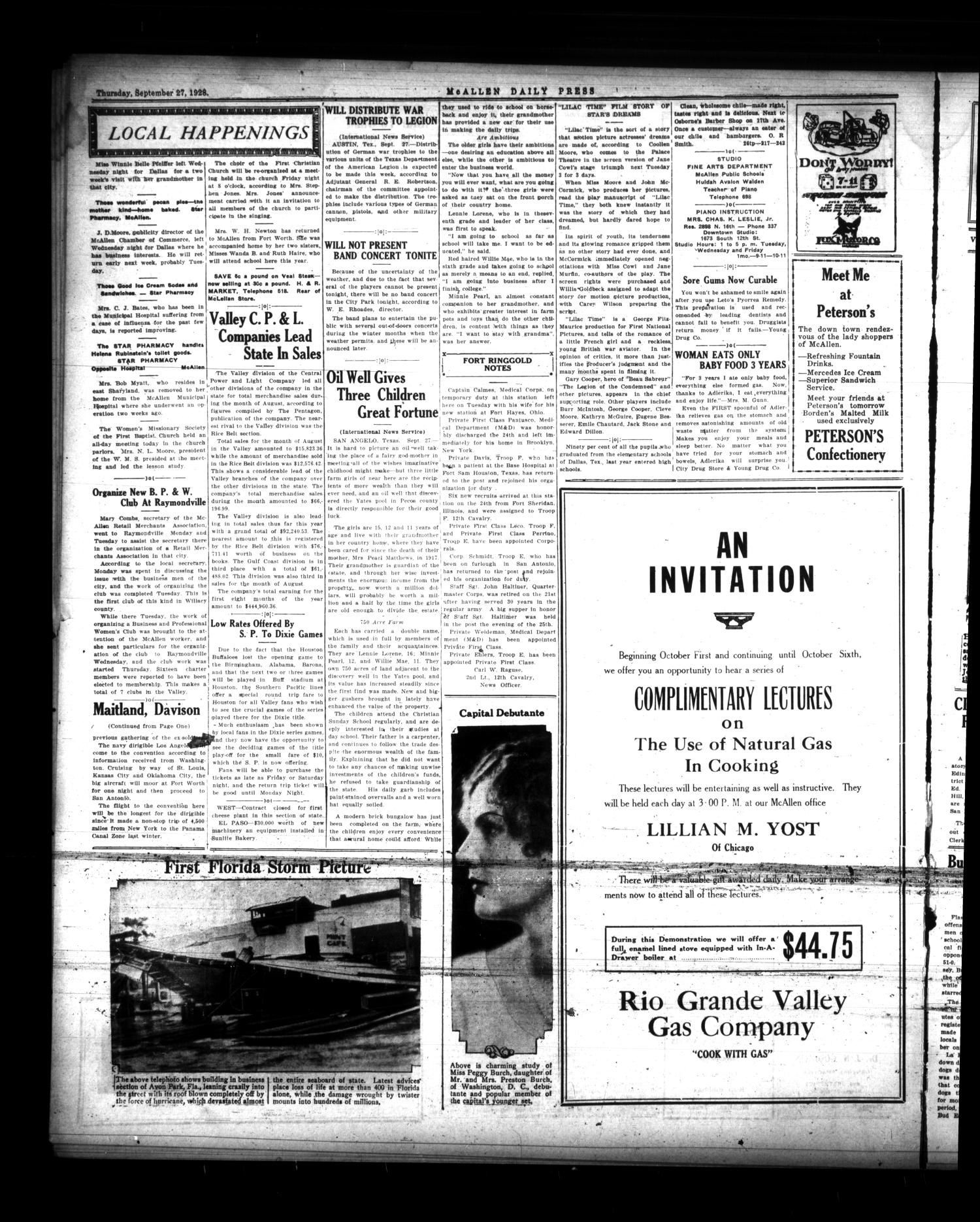 McAllen Daily Press (McAllen, Tex.), Vol. 7, No. 240, Ed. 1 Thursday, September 27, 1928
                                                
                                                    [Sequence #]: 4 of 4
                                                