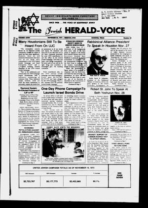Primary view of object titled 'The Jewish Herald-Voice (Houston, Tex.), Vol. 69, No. 34, Ed. 1 Thursday, November 22, 1973'.