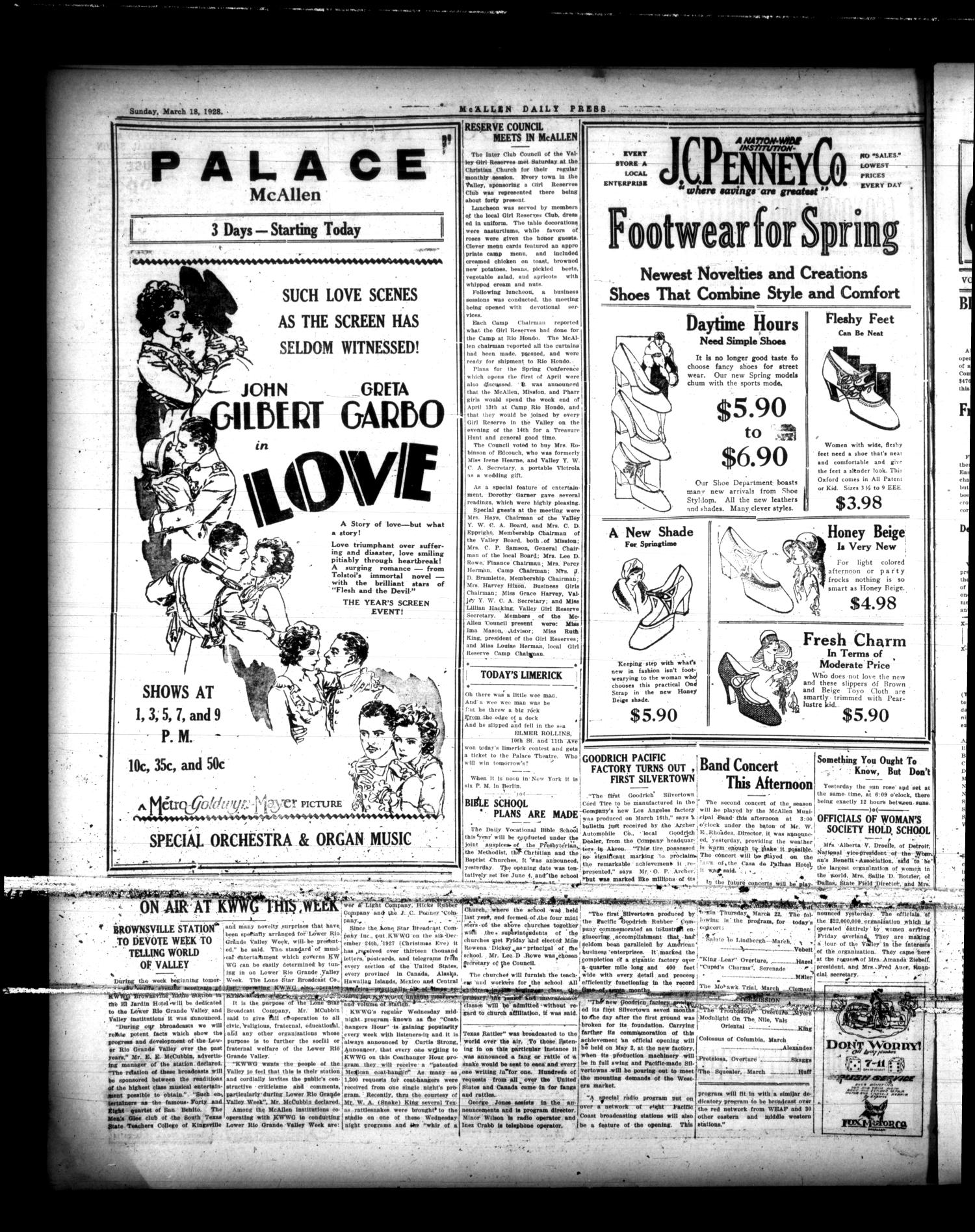 McAllen Daily Press (McAllen, Tex.), Vol. 7, No. 76, Ed. 1 Sunday, March 18, 1928
                                                
                                                    [Sequence #]: 10 of 10
                                                
