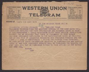 [Telegram from A. S. Morgan to L. R. Hare, December 21, 1918]