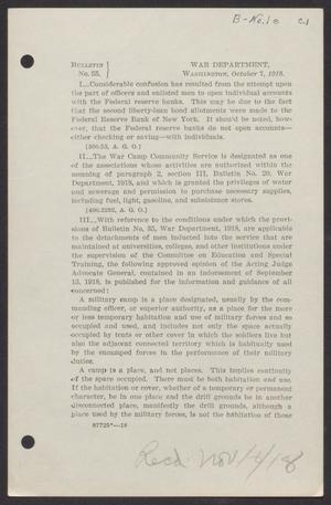 Primary view of object titled '[U.S. War Department Bulletin 55, October 7, 1918]'.