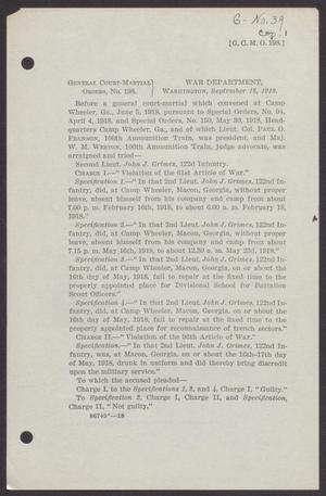 Primary view of object titled '[U.S. War Department General Court-Martial Orders 198]'.