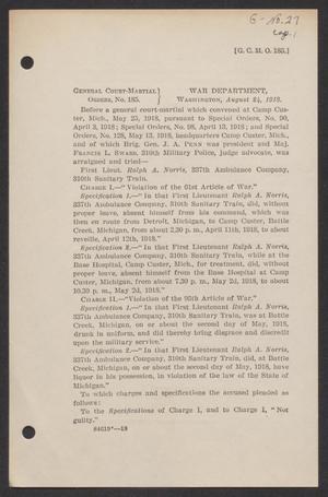 Primary view of object titled '[U.S. War Department General Court-Martial Orders 185]'.