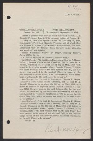 Primary view of object titled '[U.S. War Department General Court-Martial Orders 204]'.