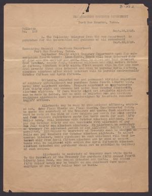 Primary view of object titled '[Fort Sam Houston Bulletin 123]'.