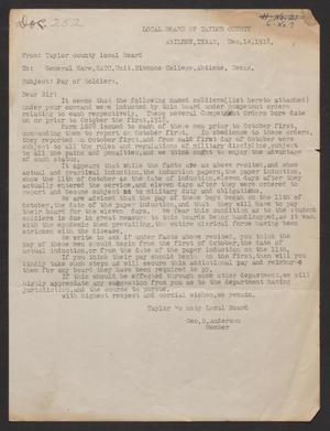 Primary view of [Letter from Geo S. Anderson to L. R. Hare, December 14, 1918]