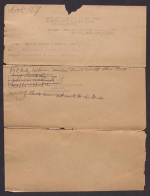 [Memo from Abilene Christian College Unit Students Army Training Corps, October 30, 1918]