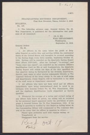 Primary view of object titled '[Fort Sam Houston Bulletin 127]'.