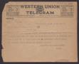 Primary view of [Telegram from McCarthy to L. R. Hare, January 22, 1919]