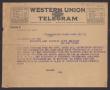 Letter: [Telegram from A. S. Morgan to L. R. Hare, December 18, 1918]