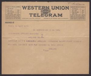 [Telegram from Ireland to L. R. Hare, December 30, 1918]