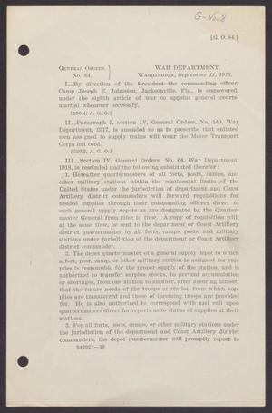 Primary view of object titled '[U.S. War Department General Orders 84]'.