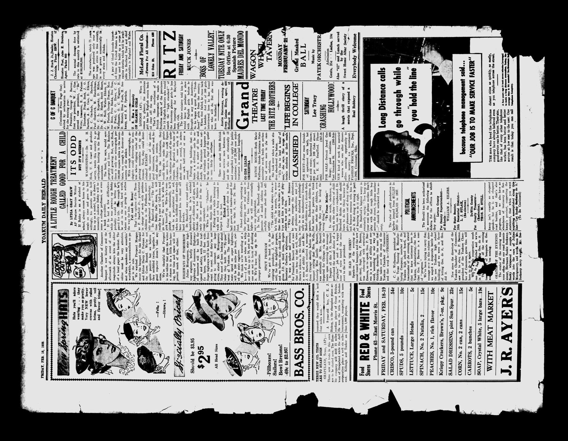 Yoakum Daily Herald (Yoakum, Tex.), Vol. 41, No. 271, Ed. 1 Friday, February 18, 1938
                                                
                                                    [Sequence #]: 4 of 4
                                                