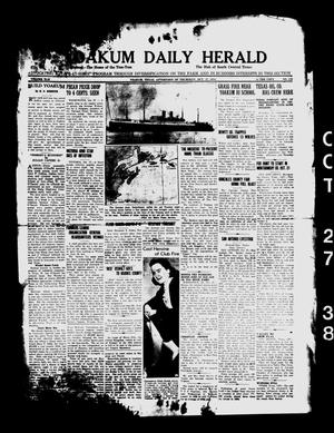 Primary view of object titled 'Yoakum Daily Herald (Yoakum, Tex.), Vol. 42, No. 176, Ed. 1 Thursday, October 27, 1938'.