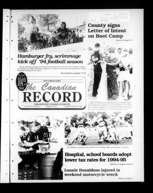 Primary view of object titled 'The Canadian Record (Canadian, Tex.), Vol. 104, No. 34, Ed. 1 Thursday, August 25, 1994'.