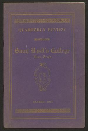 Primary view of object titled 'Quarterly Review, Volume 1, Number 3, Easter 1915'.