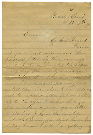 [Letter from John C. Brewer to Emma Davis, September 8, 1878]