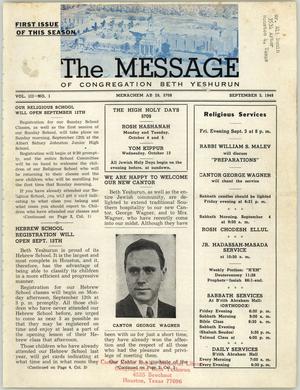 The Message, Volume 3, Number 1, September 1948