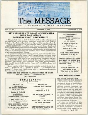 The Message, Volume 3, Number 9, November 1948