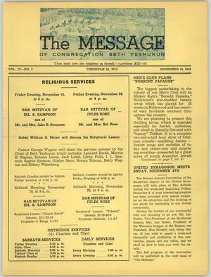 Primary view of object titled 'The Message, Volume 4, Number 7, November 1949'.