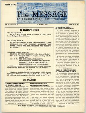 The Message, Volume 5, Number 13, March 1951