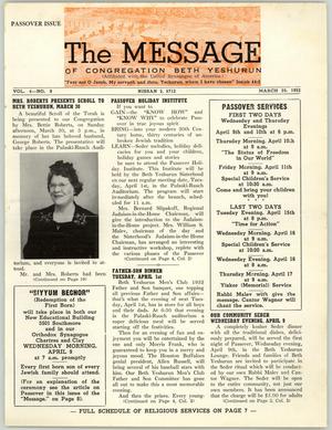 The Message, Volume [6], Number 8, March 1952