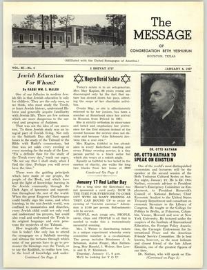 The Message, Volume 11, Number 5, January 1957