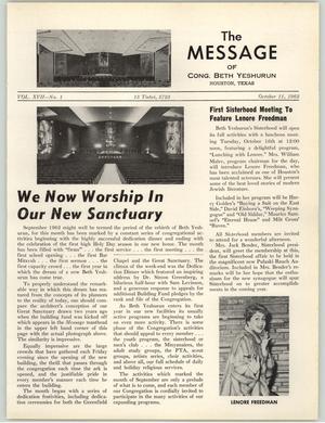 The Message, Volume 17, Number 1, October 1962