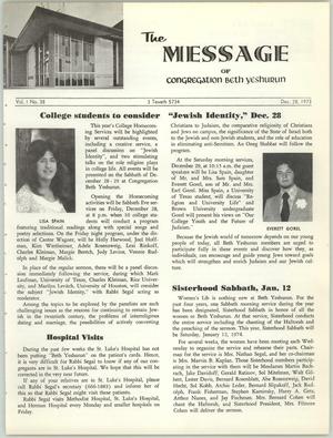 The Message, Volume 1, Number 38, December 1973