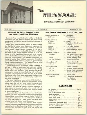 The Message, Volume 2, Number 2, September 1974