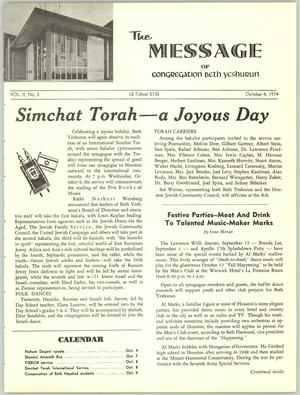 The Message, Volume 2, Number 3, October 1974