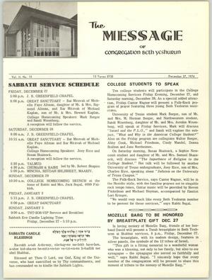 The Message, Volume 2, Number 15, December 1974
