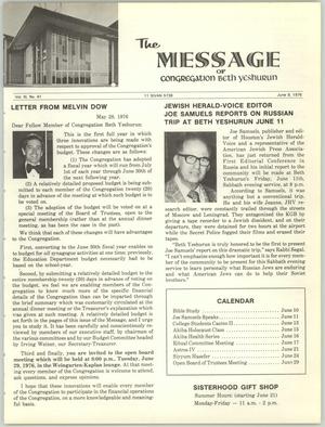 Primary view of object titled 'The Message, Volume 3, Number 41, June 1976'.