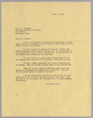 [Letter to E. S. Holliday, June 21, 1958]