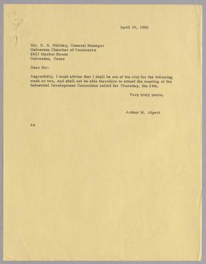 [Letter from Arthur M. Alpert to E. S. Holliday, April 19, 1958]