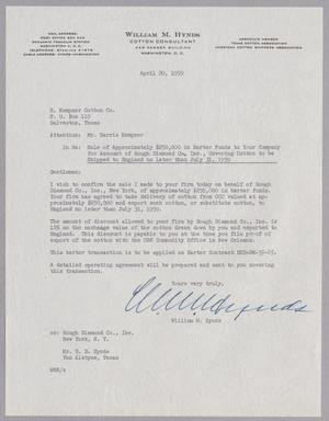 [Letter from William M. Hynds to H. Kempner Cotton Company, April 20, 1959]