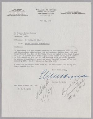 [Letter from William M. Hynds to H. Kempner Cotton Company, June 25, 1959]
