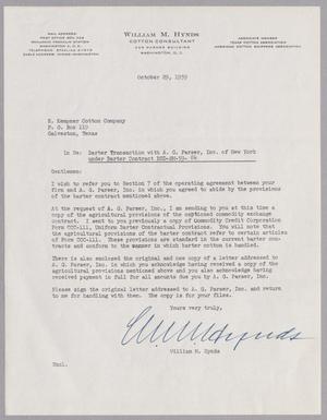 [Letter from William M. Hynds to H. Kempner Cotton Company, October 29, 1959]