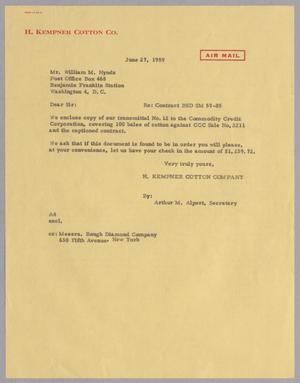 [Letter from Arthur M. Alpert to William M. Hynds, June 27, 1959]