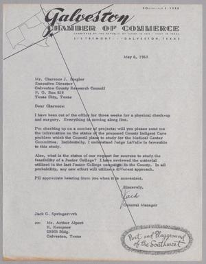 [Letter from Jack G. Springer to Clarence J. Ziegler, May 6, 1963]