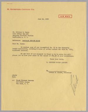[Letter from Arthur M. Alpert to William M. Hynds, June 16, 1959]